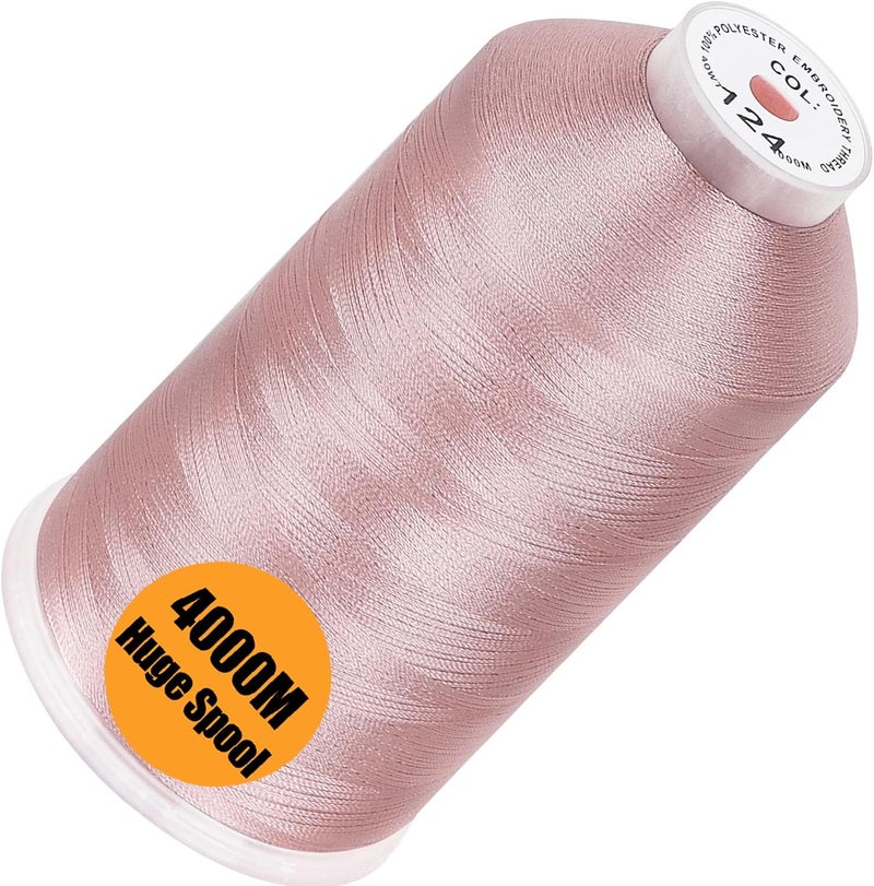 New brothread - Single Huge Spool 4000M Each Polyester Embroidery Machine Thread 40WT for Commercial and Domestic Machines - Flesh Pink - Image 1